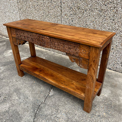 Indian Furniture Solid Hard Wood Carved Console Table Brown Indian Furniture Solid Hard Wood Carved Console Table Brown