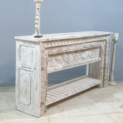 Indian Hand Carved Solid Wood Console Table Whitewash Indian Hand Carved Solid Wood Console Table Whitewash