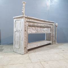 Indian Hand Carved Solid Wood Console Table Whitewash Indian Hand Carved Solid Wood Console Table Whitewash