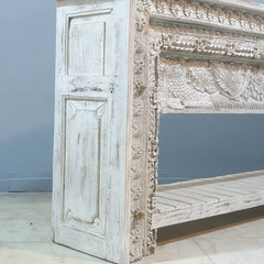 Indian Hand Carved Solid Wood Console Table Whitewash Indian Hand Carved Solid Wood Console Table Whitewash