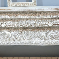 Indian Hand Carved Solid Wood Console Table Whitewash Indian Hand Carved Solid Wood Console Table Whitewash