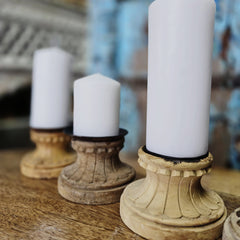 Indian Wooden Hand Carved Candle Holder Stand (Set of 5) 162 Indian Wooden Hand Carved Candle Holder Stand (Set of 5) 162