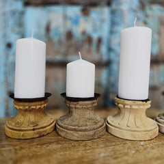 Indian Wooden Hand Carved Candle Holder Stand (Set of 5) 162 Indian Wooden Hand Carved Candle Holder Stand (Set of 5) 162