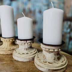 Indian Wooden Hand Carved Candle Holder Stand (Set of 5) 162 Indian Wooden Hand Carved Candle Holder Stand (Set of 5) 162