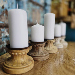 Indian Wooden Hand Carved Candle Holder Stand (Set of 5) 162 Indian Wooden Hand Carved Candle Holder Stand (Set of 5) 162