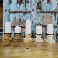 Indian Wooden Hand Carved Candle Holder Stand (Set of 5) 162 Indian Wooden Hand Carved Candle Holder Stand (Set of 5) 162