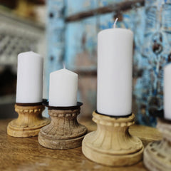 Indian Wooden Hand Carved Candle Holder Stand (Set of 5) 162 Indian Wooden Hand Carved Candle Holder Stand (Set of 5) 162