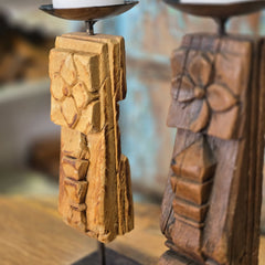 Indian Wooden Hand Carved Candle Holder Stand (Set of 2) 116 Indian Wooden Hand Carved Candle Holder Stand (Set of 2) 116