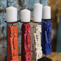 Indian Wooden Candle Holder Stand (Set of 4) 107 Indian Wooden Candle Holder Stand (Set of 4) 107