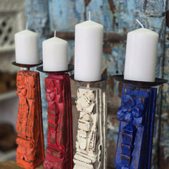 Indian Wooden Candle Holder Stand (Set of 4) 107 Indian Wooden Candle Holder Stand (Set of 4) 107