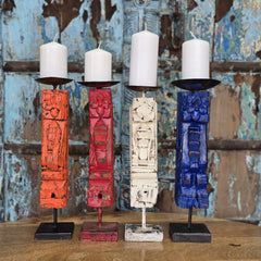 Indian Wooden Candle Holder Stand (Set of 4) 107 Indian Wooden Candle Holder Stand (Set of 4) 107