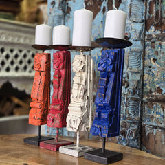 Indian Wooden Candle Holder Stand (Set of 4) 107 Indian Wooden Candle Holder Stand (Set of 4) 107