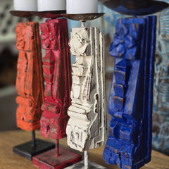 Indian Wooden Candle Holder Stand (Set of 4) 107 Indian Wooden Candle Holder Stand (Set of 4) 107