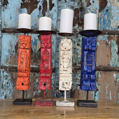 Indian Wooden Candle Holder Stand (Set of 4) 107 Indian Wooden Candle Holder Stand (Set of 4) 107