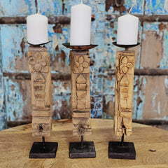 Indian Wooden Candle Holder Stand (Set of 3) 101 Indian Wooden Candle Holder Stand (Set of 3) 101