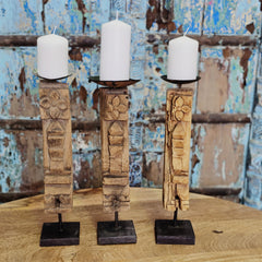 Indian Wooden Candle Holder Stand (Set of 3) 101 Indian Wooden Candle Holder Stand (Set of 3) 101
