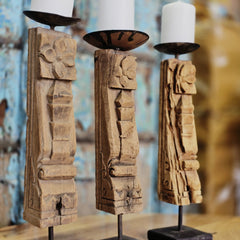 Indian Wooden Candle Holder Stand (Set of 3) 101 Indian Wooden Candle Holder Stand (Set of 3) 101