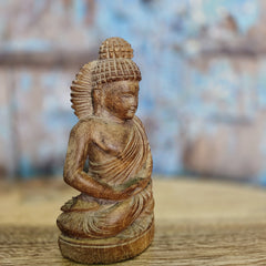 Indian Handcrafted Wooden Buddha Statue Home Decor Showpiece 185 Indian Handcrafted Wooden Buddha Statue Home Decor Showpiece 185