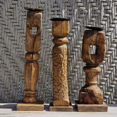 Indian Wooden Hand Carved Candle Holder Stand ( Set of 3) 284 Indian Wooden Hand Carved Candle Holder Stand ( Set of 3) 284