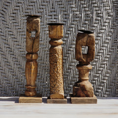 Indian Wooden Hand Carved Candle Holder Stand ( Set of 3) 284 Indian Wooden Hand Carved Candle Holder Stand ( Set of 3) 284