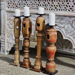 Indian Wooden Hand Carved Candle Holder Stand ( Set of 4) 283 Indian Wooden Hand Carved Candle Holder Stand ( Set of 4) 283