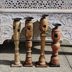 Indian Wooden Hand Carved Candle Holder Stand ( Set of 4) 283 Indian Wooden Hand Carved Candle Holder Stand ( Set of 4) 283