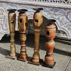 Indian Wooden Hand Carved Candle Holder Stand ( Set of 4) 283 Indian Wooden Hand Carved Candle Holder Stand ( Set of 4) 283