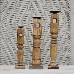 Indian Wooden Hand Carved Candle Holder Stand (Set of 3) 273 Indian Wooden Hand Carved Candle Holder Stand (Set of 3) 273