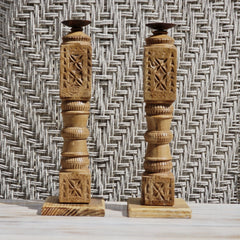 Indian Wooden Hand Carved Candle Holder Stand (Set of 2) 269 Indian Wooden Hand Carved Candle Holder Stand (Set of 2) 269