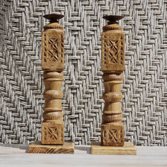 Indian Wooden Hand Carved Candle Holder Stand (Set of 2) 269 Indian Wooden Hand Carved Candle Holder Stand (Set of 2) 269