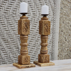 Indian Wooden Hand Carved Candle Holder Stand (Set of 2) 269 Indian Wooden Hand Carved Candle Holder Stand (Set of 2) 269