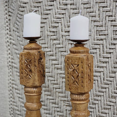 Indian Wooden Hand Carved Candle Holder Stand (Set of 2) 269 Indian Wooden Hand Carved Candle Holder Stand (Set of 2) 269