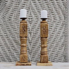 Indian Wooden Hand Carved Candle Holder Stand (Set of 2) 269 Indian Wooden Hand Carved Candle Holder Stand (Set of 2) 269