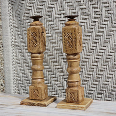 Indian Wooden Hand Carved Candle Holder Stand (Set of 2) 269 Indian Wooden Hand Carved Candle Holder Stand (Set of 2) 269