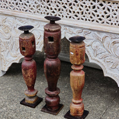 Indian Wooden Hand Carved Candle Holder Stand (Set of 3) 267 Indian Wooden Hand Carved Candle Holder Stand (Set of 3) 267