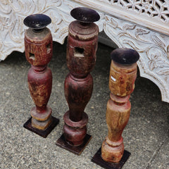 Indian Wooden Hand Carved Candle Holder Stand (Set of 3) 267 Indian Wooden Hand Carved Candle Holder Stand (Set of 3) 267