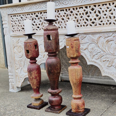 Indian Wooden Hand Carved Candle Holder Stand (Set of 3) 267 Indian Wooden Hand Carved Candle Holder Stand (Set of 3) 267