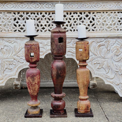 Indian Wooden Hand Carved Candle Holder Stand (Set of 3) 267 Indian Wooden Hand Carved Candle Holder Stand (Set of 3) 267