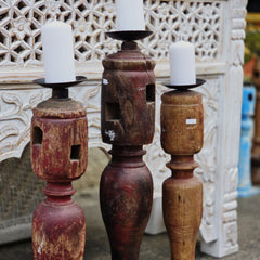 Indian Wooden Hand Carved Candle Holder Stand (Set of 3) 267 Indian Wooden Hand Carved Candle Holder Stand (Set of 3) 267