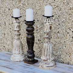 Indian Wooden Hand Carved Candle Holder Stand ( Set of 3) 286 Indian Wooden Hand Carved Candle Holder Stand ( Set of 3) 286