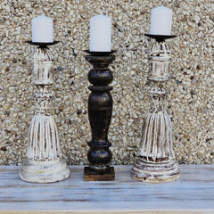 Indian Wooden Hand Carved Candle Holder Stand ( Set of 3) 286 Indian Wooden Hand Carved Candle Holder Stand ( Set of 3) 286