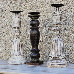 Indian Wooden Hand Carved Candle Holder Stand ( Set of 3) 286 Indian Wooden Hand Carved Candle Holder Stand ( Set of 3) 286