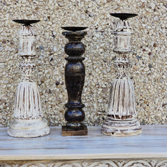 Indian Wooden Hand Carved Candle Holder Stand ( Set of 3) 286 Indian Wooden Hand Carved Candle Holder Stand ( Set of 3) 286