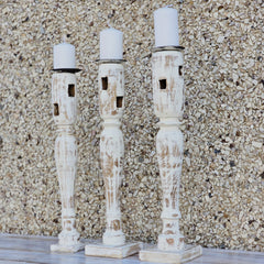 Indian Wooden Hand Carved Candle Holder Stand (Set of 3) 288 Indian Wooden Hand Carved Candle Holder Stand (Set of 3) 288