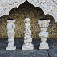 Indian Wooden Hand Carved Candle Holder Stand (Set of 3) 292 Indian Wooden Hand Carved Candle Holder Stand (Set of 3) 292