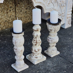 Indian Wooden Hand Carved Candle Holder Stand (Set of 3) 292 Indian Wooden Hand Carved Candle Holder Stand (Set of 3) 292