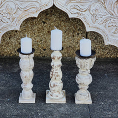 Indian Wooden Hand Carved Candle Holder Stand (Set of 3) 292 Indian Wooden Hand Carved Candle Holder Stand (Set of 3) 292
