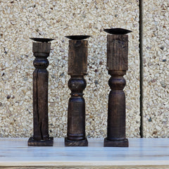 Indian Wooden Hand Carved Candle Holder Stand (Set of 3) 293 Indian Wooden Hand Carved Candle Holder Stand (Set of 3) 293