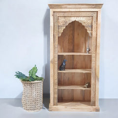 Indian Handmade Carved Solid Hard Wood Bookshelf Natural Indian Handmade Carved Solid Hard Wood Bookshelf Natural