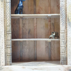 Indian Handmade Carved Solid Hard Wood Bookshelf Natural Indian Handmade Carved Solid Hard Wood Bookshelf Natural